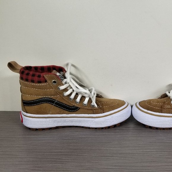 Vans Kids Sk8 Hi MTE 1 Skate Shoe  Brown / Plaid Suede, Little Kid Size 11 - Picture 6 of 13